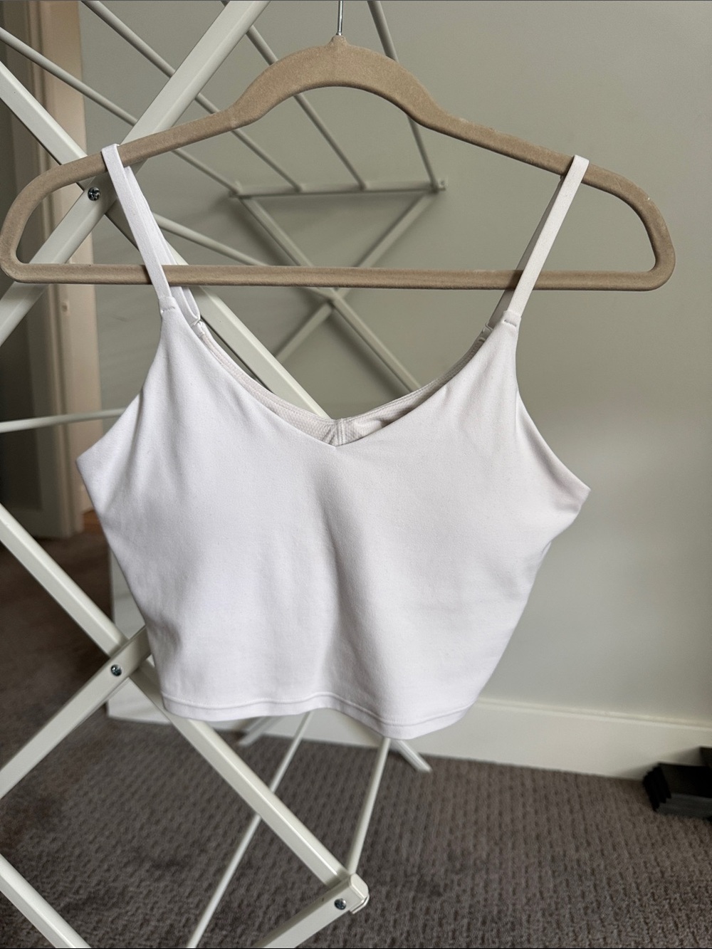 Athleta White V-Neck Adjustable-Strap Camisole